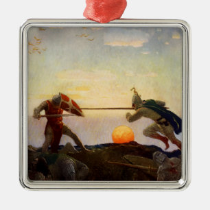 Ornamento De Metal “Morte do Rei Artur e Sir Mordred” por NC Wyeth