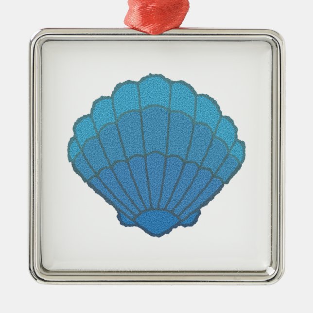 Ornamento De Metal Mosaico de Seashell Azul (Frente)
