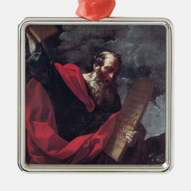 Ornamento De Metal Moses com as tabuletas da lei (Frente)