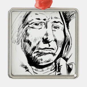 Ornamento De Metal Motivação do desenho de tinta principal indiano