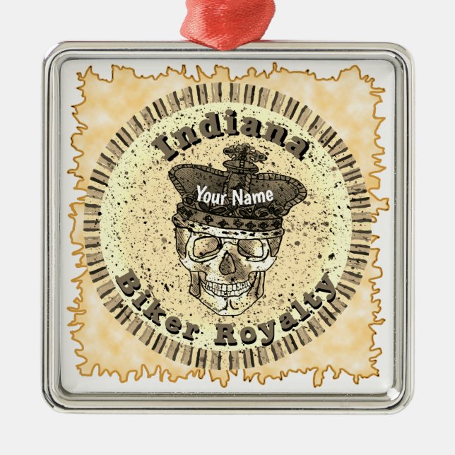 Ornamento De Metal Motociclista de Indiana (Frente)