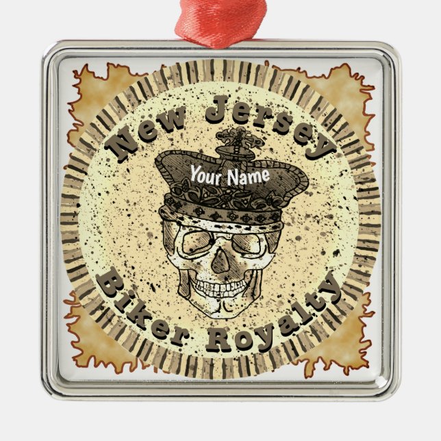 Ornamento De Metal Motociclista de Nova Jersey  (Frente)