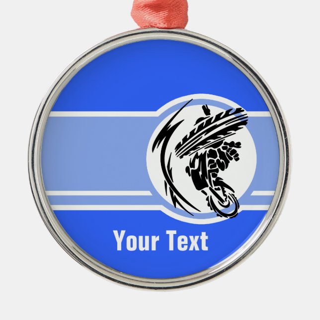 Ornamento De Metal Motocross azul; Bicicleta da sujeira (Frente)