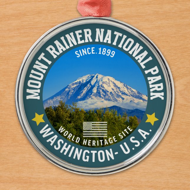 Ornamento De Metal Mount Rainier National Park - Nature Lovers Gift (Criador carregado)