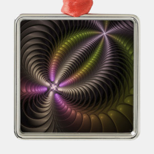 Ornamento De Metal Movimento poderoso Arte Fractal Abstrato Colorida