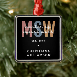 Ornamento De Metal MSW Mestre Personalizado de Graduação Retroativa d