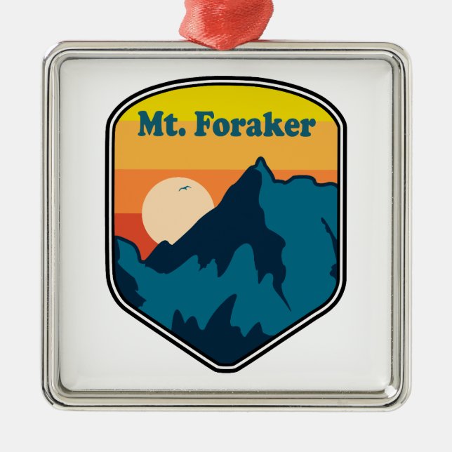 Ornamento De Metal Mt. Foraker Alaska Sunrise (Frente)
