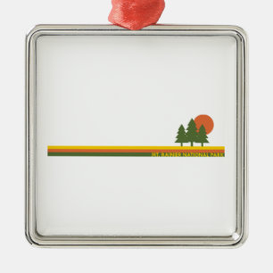 Ornamento De Metal Mt. Rainier National Park Pine Trees Sun