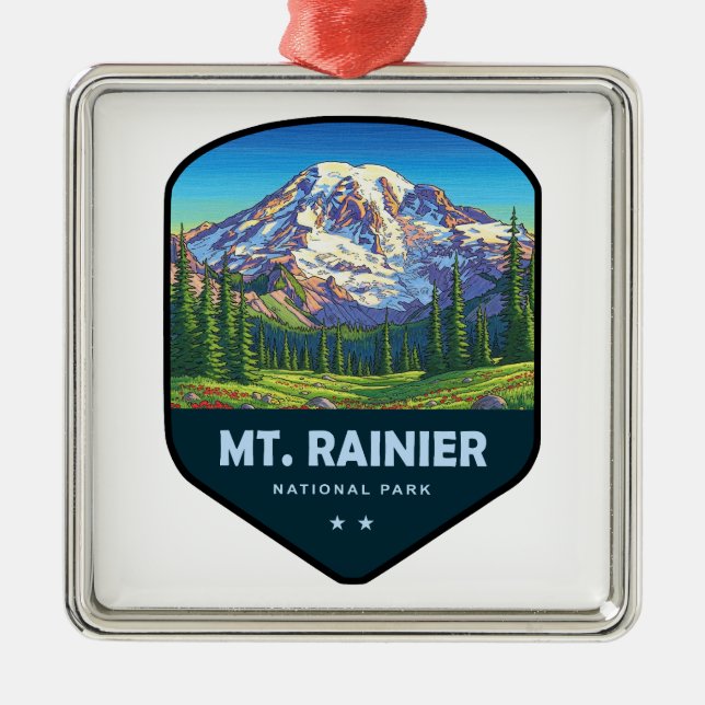 Ornamento De Metal Mt. Rainier National Park Shield (Frente)