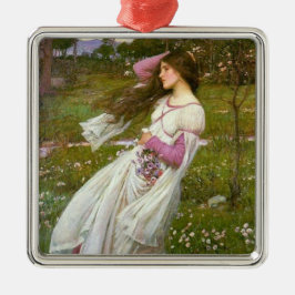 Ornamento De Metal Mulher coletando flores no vento