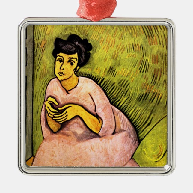 Ornamento De Metal Mulher de Rosa (Senhora Elegante) (Retrato feminin (Frente)