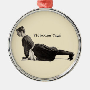 Ornamento De Metal Mulher de Yoga Vitoriana Vintage Impressão em Pose