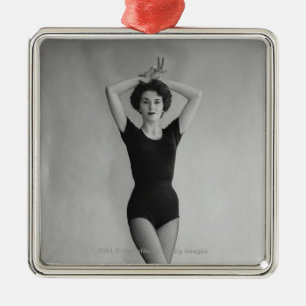 Ornamento De Metal Mulher em um retrato do leotard do balé
