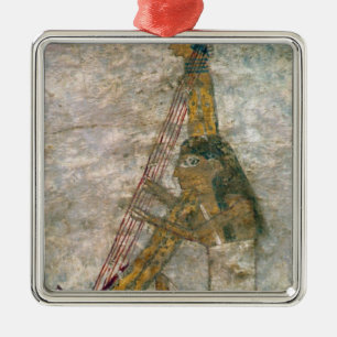Ornamento De Metal Mulher que joga uma harpa arqueada