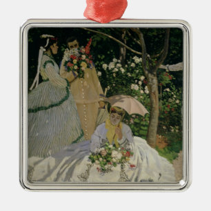 Ornamento De Metal Mulheres de Claude Monet no jardim