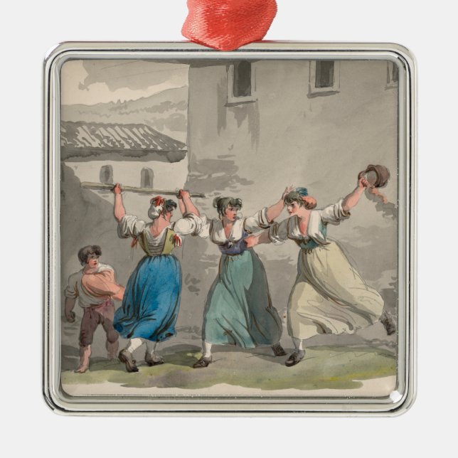 Ornamento De Metal Mulheres lutando em Roma, Itália (cena histórica) (Frente)