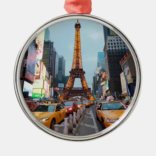 Ornamento De Metal Mundo Misto - Nova Iorque e Paris (Frente)