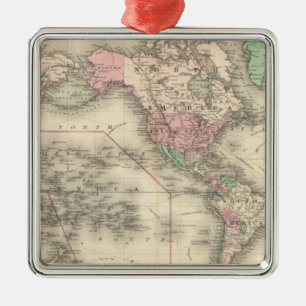 Ornamento De Metal Mundo na projeção de Mercator