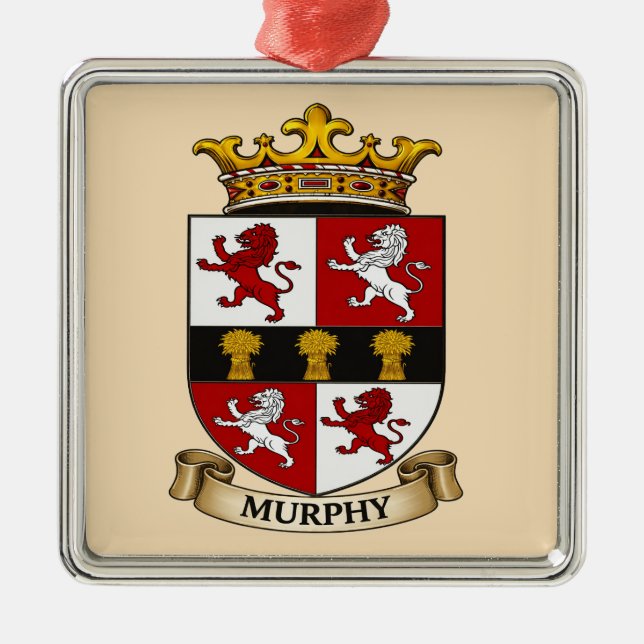 Ornamento De Metal Murphy Family Coat of Arms Ornament (Frente)