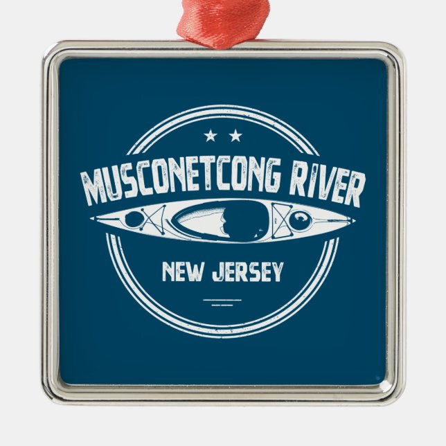 Ornamento De Metal Musconetcong River New Jersey Kayaking (Frente)