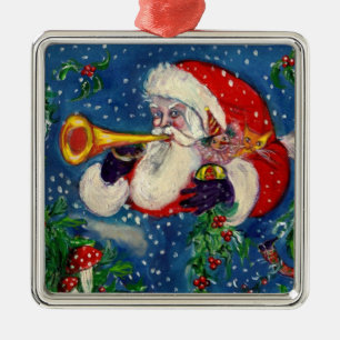 ORNAMENTO DE METAL MUSICAL CHRISTMAS NOITE /SANTA CLAUS BUGLER