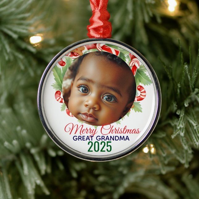 Ornamento De Metal My First Christmas 2025: Personalized Photo  (Árvore)