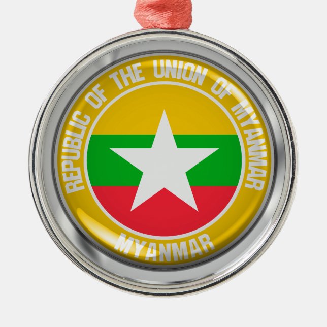 Ornamento De Metal Myanmar Round Emblem (Frente)