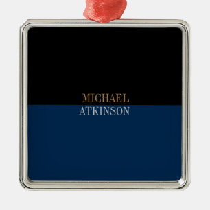 Ornamento De Metal Na moda de tendências de texto preto azul preto