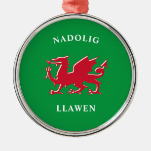 Ornamento De Metal Nadolig Llawen Welsh Simple Celtic Felry Natal