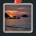 Ornamento De Metal Nai Yang Beach, Phuket, Tailândia<br><div class="desc">Nai Yang Beach,  Phuket,  ornamento de pôr do sol na Tailândia,  rotulado.</div>