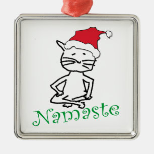 Ornamento De Metal Namaste Cat