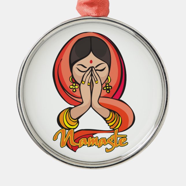 Ornamento De Metal Namaste Hindu (Frente)