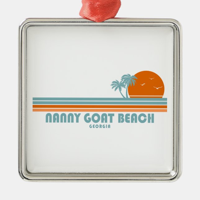 Ornamento De Metal Nanny Goat Beach Georgia Sun Palm Trees (Frente)