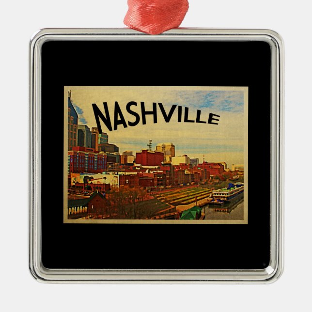 Ornamento De Metal Nashville Tennessee Skyline (Frente)