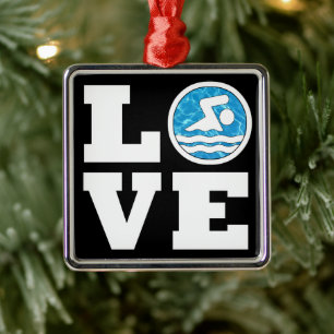 Ornamento De Metal Natação AMOR Nadando Treinador Nadador Swimmer Nat