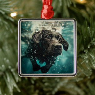 Ornamento De Metal Natação Labrador Puppy Design submarino