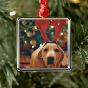 Ornamento De Metal Natais vintages - Cachorro Amarelo
