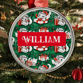 Ornamento De Metal natais vintages Verdes de 1950 Nome do Padrão de K