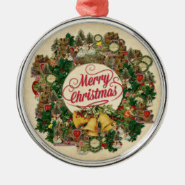 Ornamento De Metal Natais vintages Wreath (Feliz Natal)