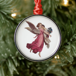 Ornamento De Metal Natal Antigo, Anjo da Guarda Vitoriano