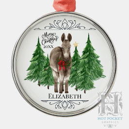 Ornamento De Metal Natal Burro Personalizado