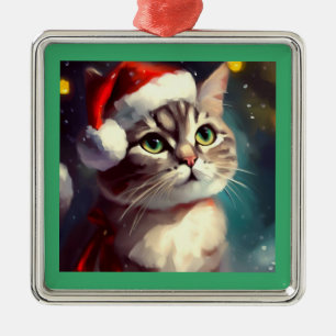 Ornamento De Metal Natal Cat 2