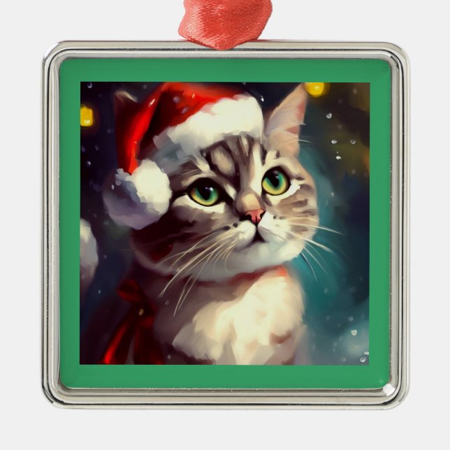 Ornamento De Metal Natal Cat 2 (Frente)