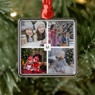 Ornamento De Metal Natal com imagens da família moderna