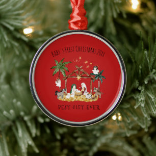 Ornamento De Metal Natal Cristão Natividade Cinematográfica Vermelha