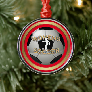 Ornamento De Metal Natal da bola de futebol feminino