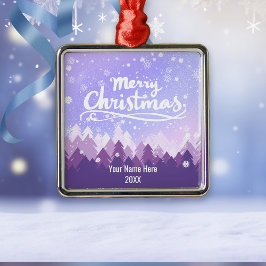 Ornamento De Metal Natal da Floresta de Neve Pacífica e Puro Personal