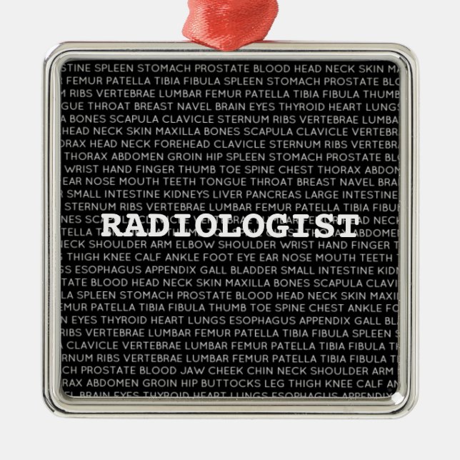 Ornamento De Metal Natal da Terminologia Médica Radiologista (Frente)