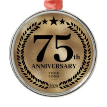 Natal de 75 anos de negócios Dourado personalizado