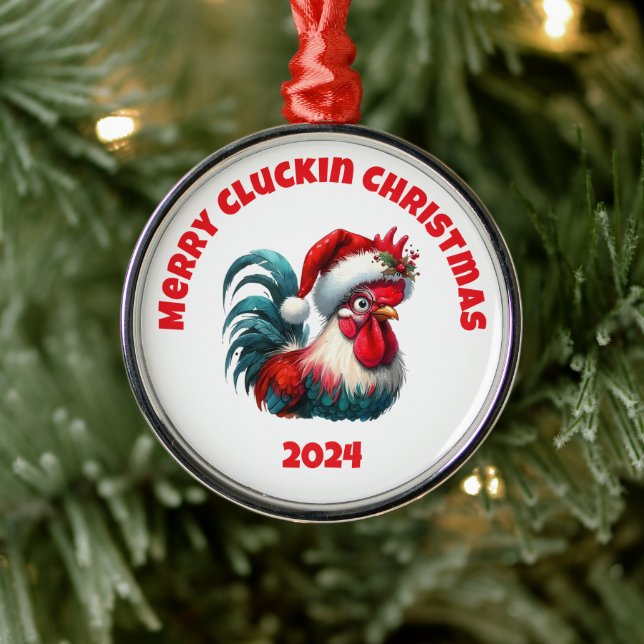 Ornamento De Metal Natal de Cluckin de feliz (Árvore)